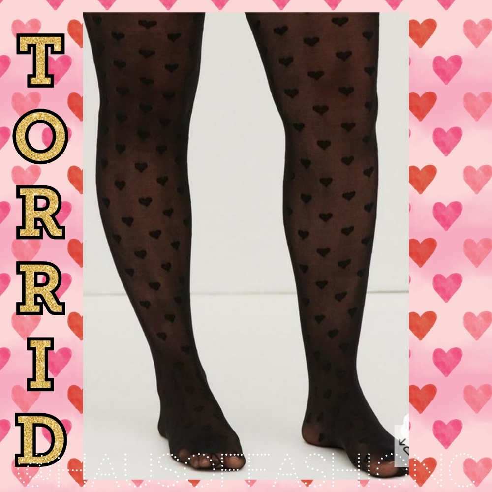 TORRID All Over Hearts Sheer Tights! Perfect for Valentines Day! 💝